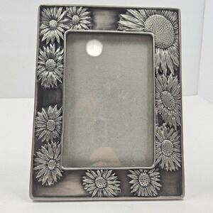 Sixtrees Sunflower Pewter Metal 4x6 Picture Frame Vintage Style AF84746 Silver